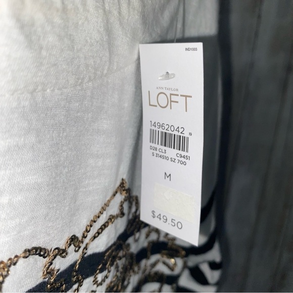 NWT Loft Striped Sequin Embellished Blouse - Picture 4 of 5